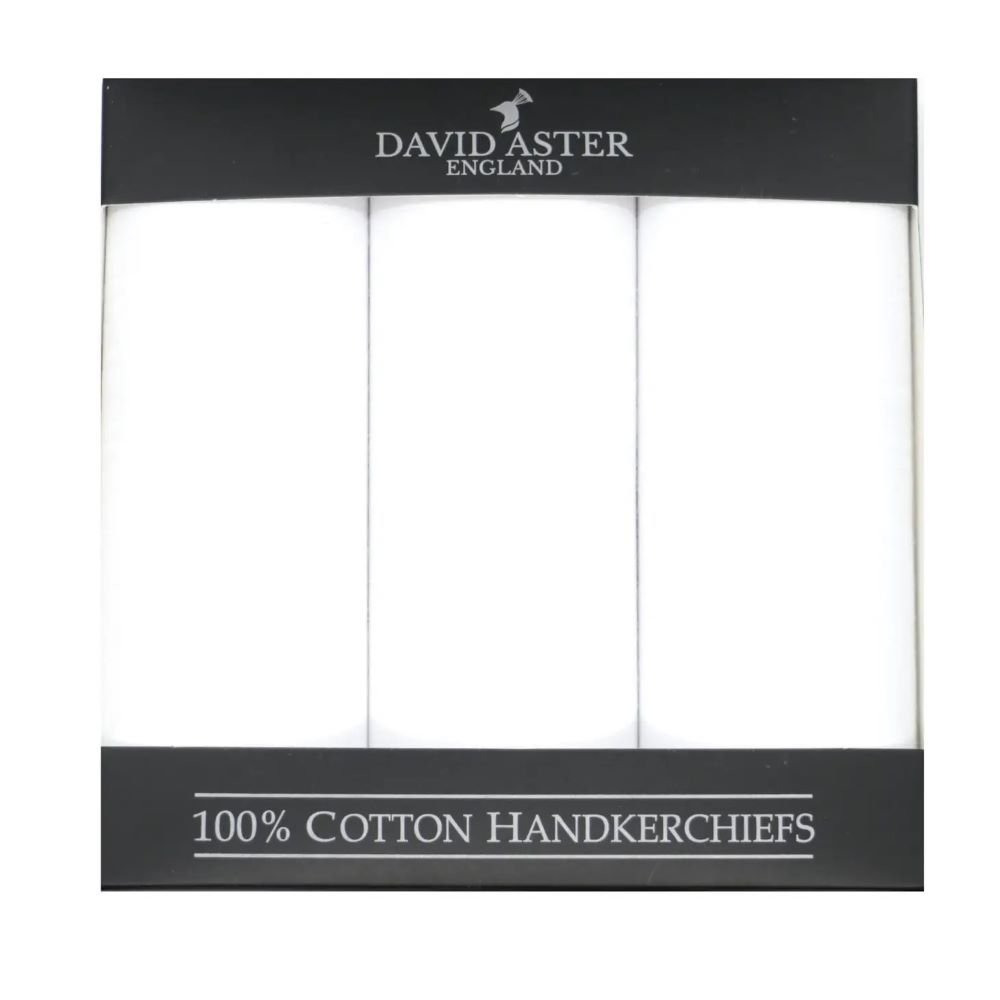 3 Pack of White Cotton Handkerchiefs