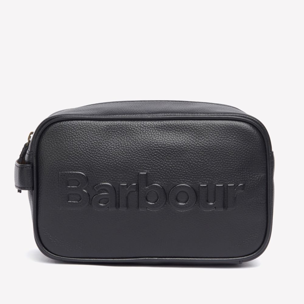 Barbour Logo Leather Washbag