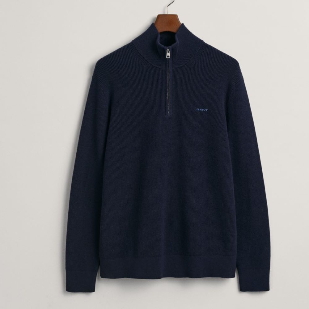 GANT Cotton Wool Ribbed Half Zip Sweater