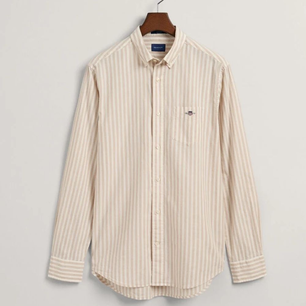 GANT Reg Fit Cotton Linen Striped Shirt
