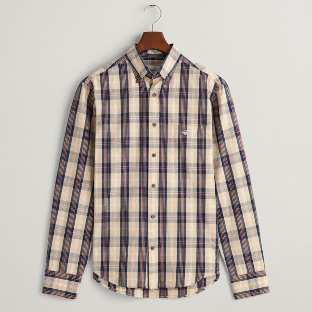 GANT Reg Fit Poplin Check Long Sleeved Shirt